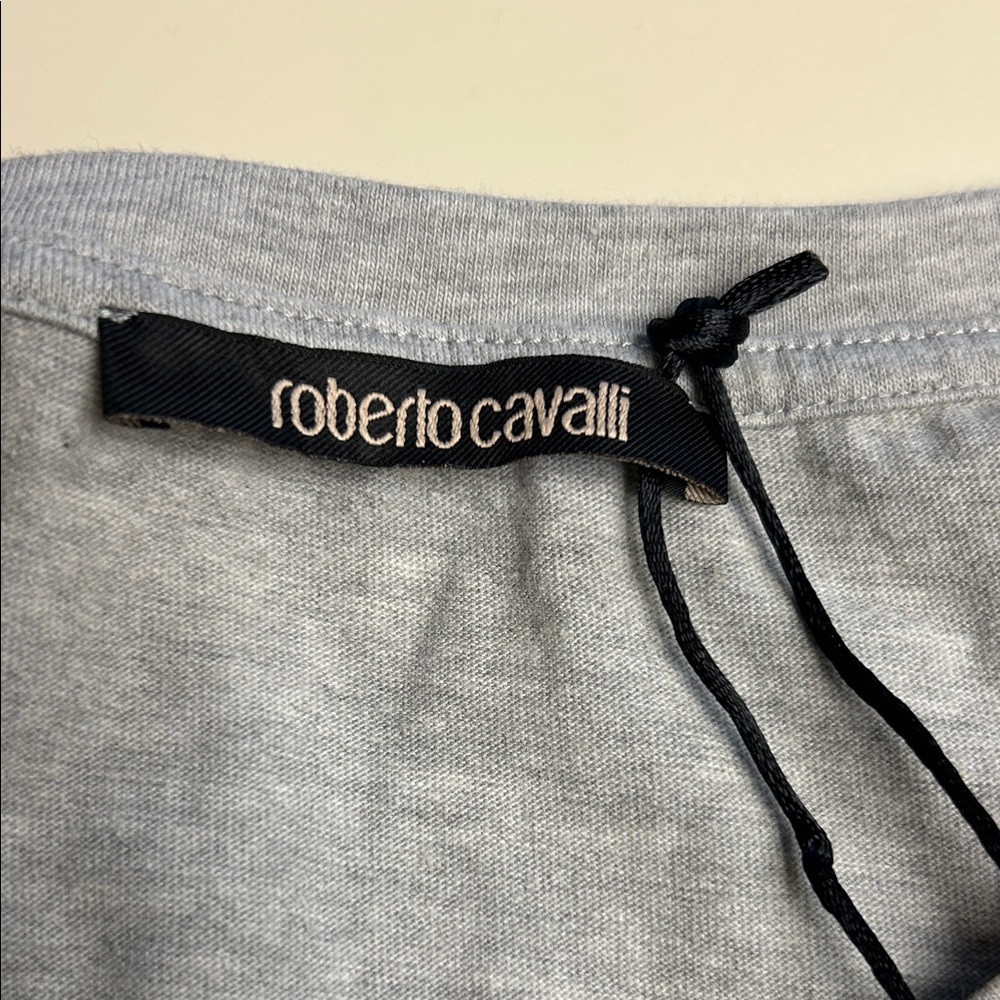 Roberto Cavalli Gray Short Sleeve Tee with Snake Graphic - Picture 2 of 7